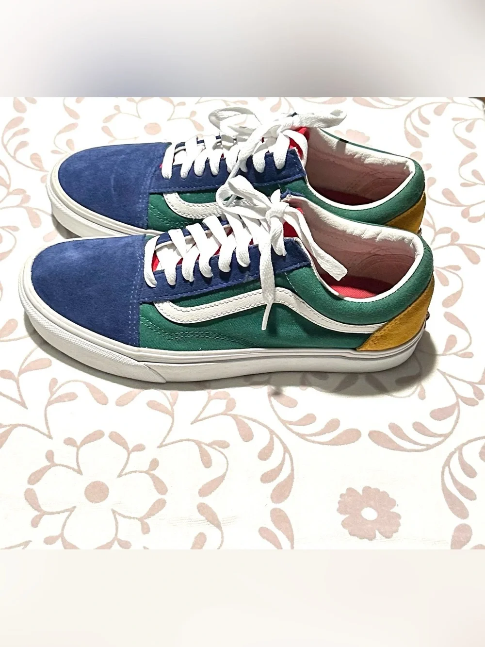 Vans Colorblock Low-Top Skate Sneakers - Blue Green Yellow size 9